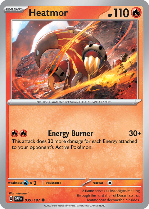 Heatmor 39 Obsidian Flames Pokémon card