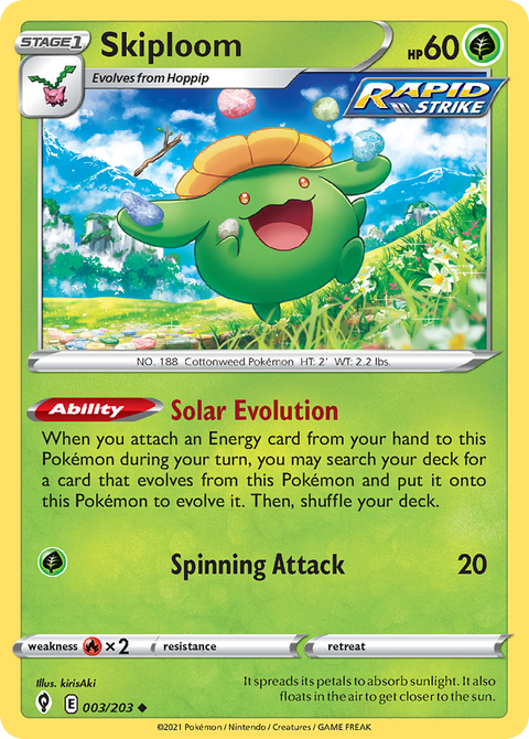 Skiploom 3 Evolving Skies Pokémon card