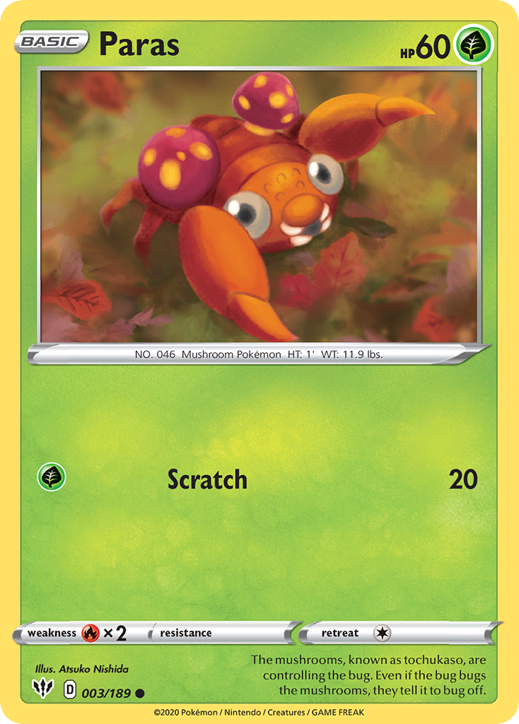Paras 3 Darkness Ablaze Pokémon card