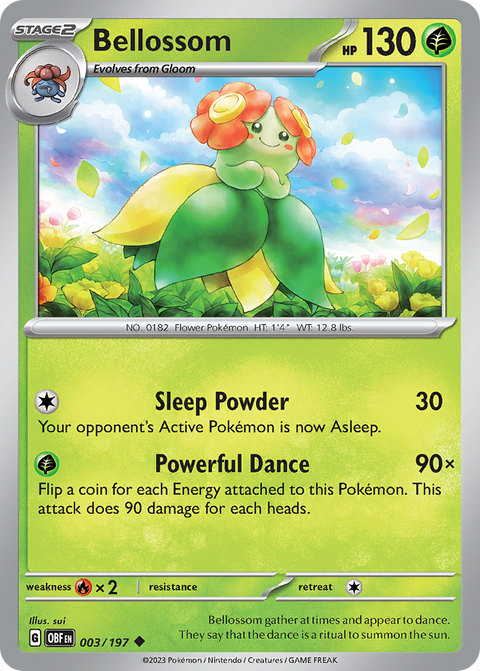 Bellossom 3 Obsidian Flames Pokémon card