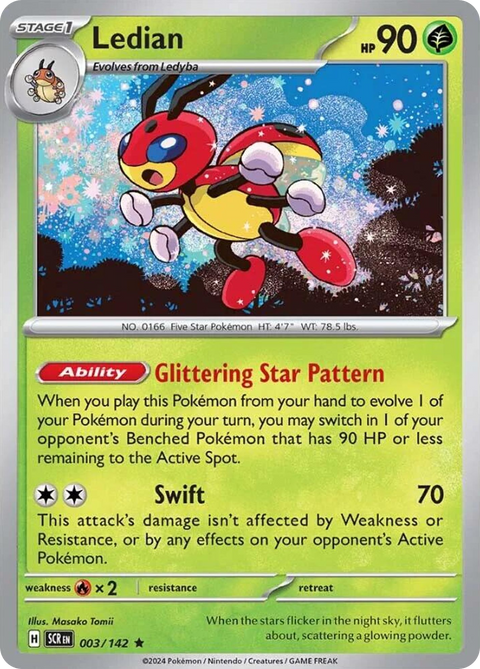 Ledian 3 Stellar Crown Pokémon card