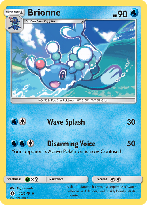 Brionne 40 Sun & Moon Pokémon card