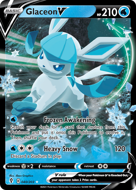 Glaceon V 40 Evolving Skies Pokémon card