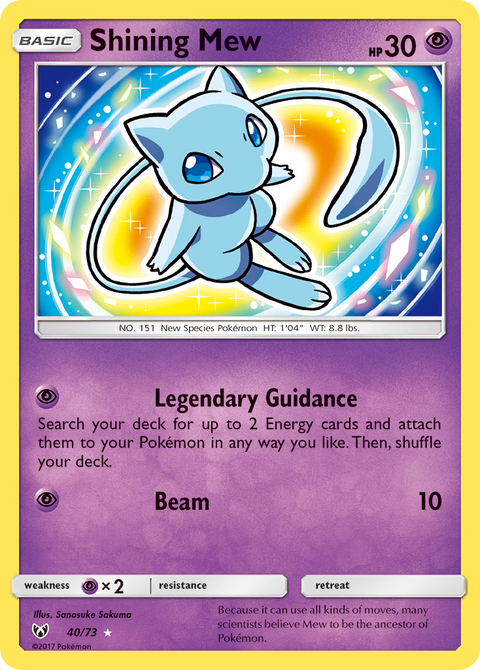 Shining Mew 40 Shining Legends Pokémon card