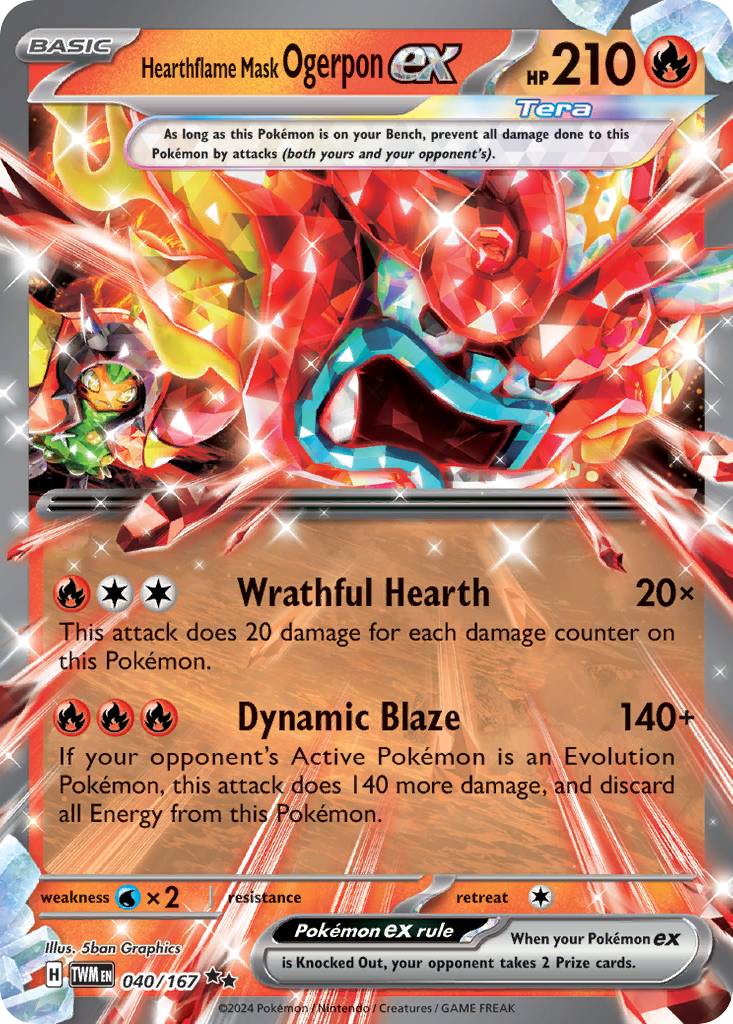 Hearthflame Mask Ogerpon ex 40 Twilight Masquerade Pokémon card