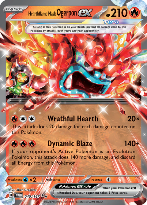 Hearthflame Mask Ogerpon ex 40 Twilight Masquerade Pokémon card