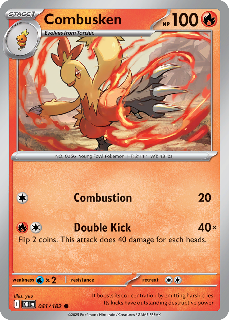 Combusken 41 Destined Rivals Pokémon card