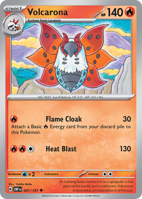 Volcarona 41 Obsidian Flames Pokémon card