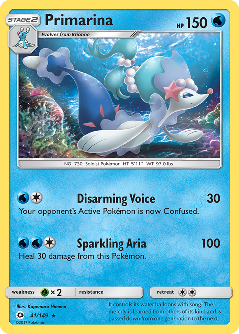 Primarina 41 Sun & Moon Pokémon card