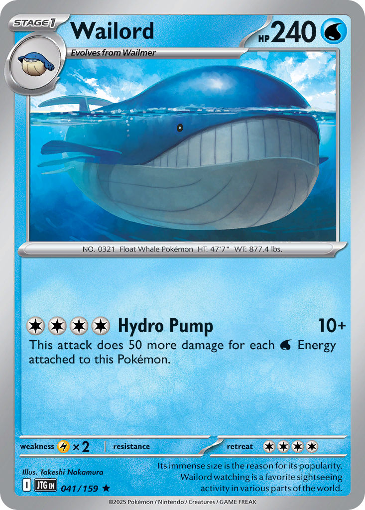 Wailord 41 Journey Together Pokémon card