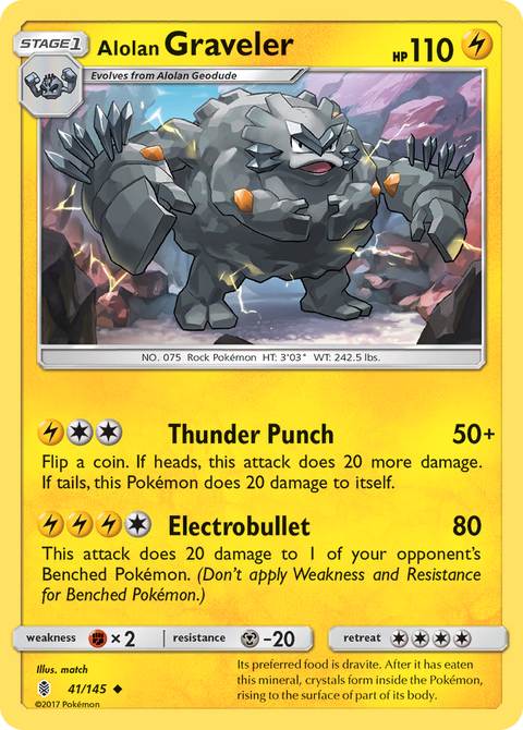 Alolan Graveler 41 Guardians Rising Pokémon card