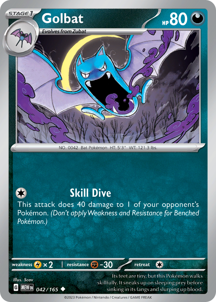 Golbat 42 151 Pokémon card