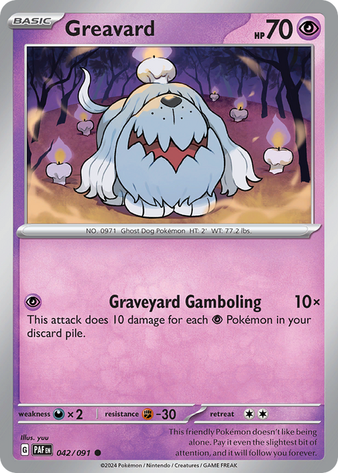 Greavard 42 Paldean Fates Pokémon card
