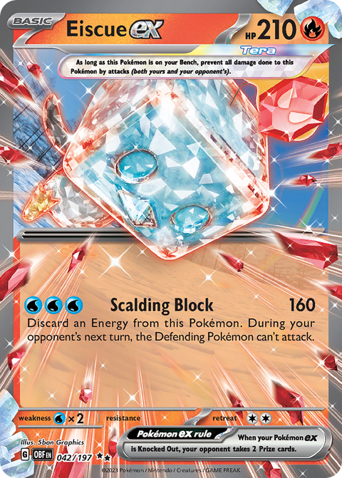 Eiscue ex 42 Obsidian Flames Pokémon card