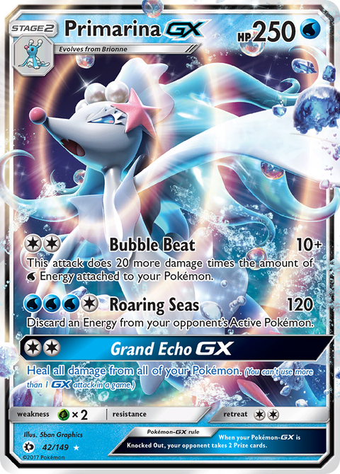 Primarina-GX 42 Sun & Moon Pokémon card