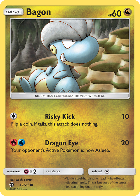 Bagon 42 Dragon Majesty Pokémon card