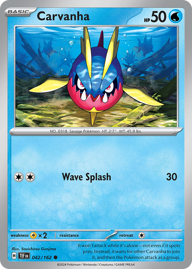 Carvanha 42 Temporal Forces Pokémon card