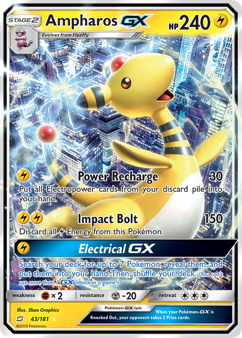 Ampharos-GX 43 Team Up Pokémon card