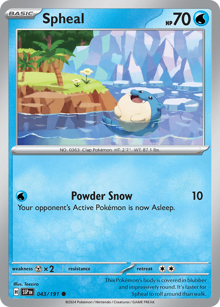 Spheal 43 Surging Sparks Pokémon card