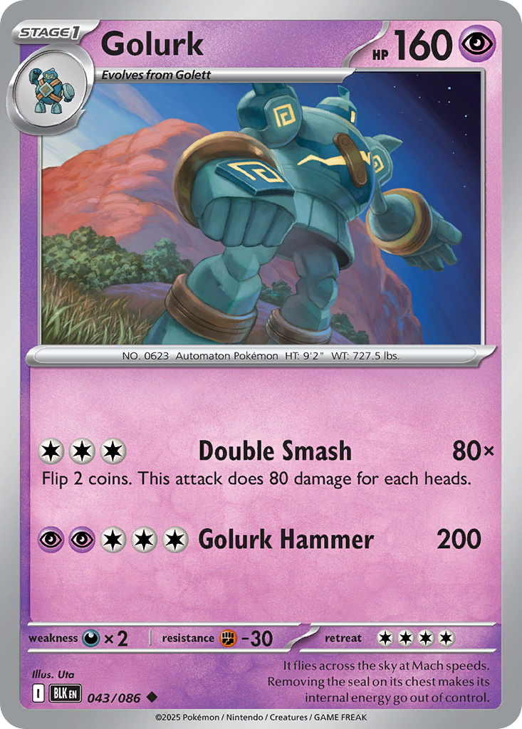 Golurk 43 Black Bolt Pokémon card