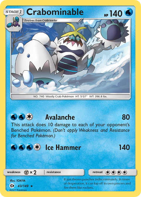 Crabominable 43 Sun & Moon Pokémon card