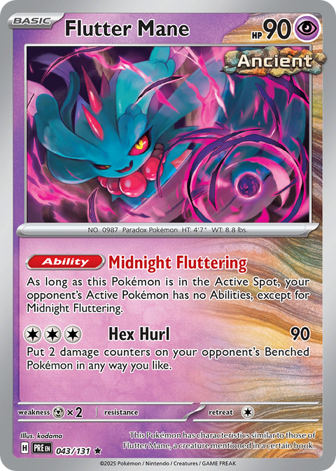 Flutter Mane 43 Prismatic Evolutions Pokémon card