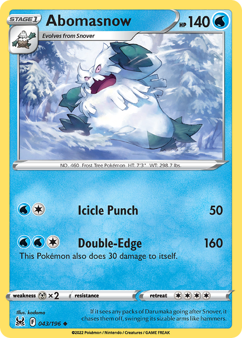 Abomasnow 43 Lost Origin Pokémon card