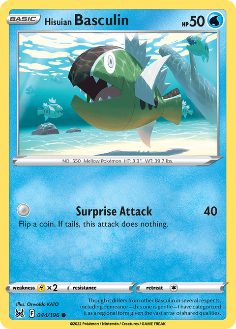 Hisuian Basculin 44 Lost Origin Pokémon card