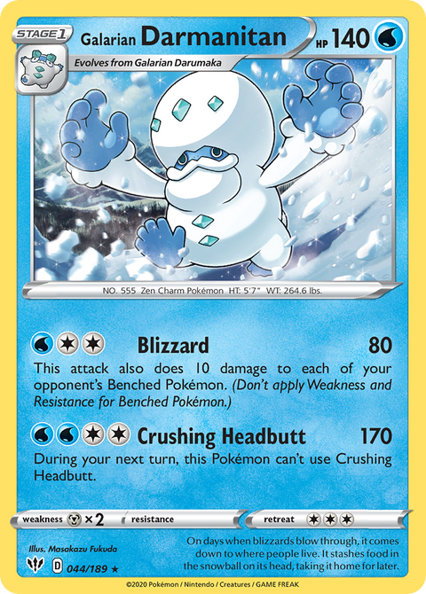 Galarian Darmanitan 44 Darkness Ablaze Pokémon card