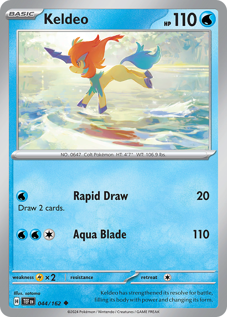 Keldeo 44 Temporal Forces Pokémon card