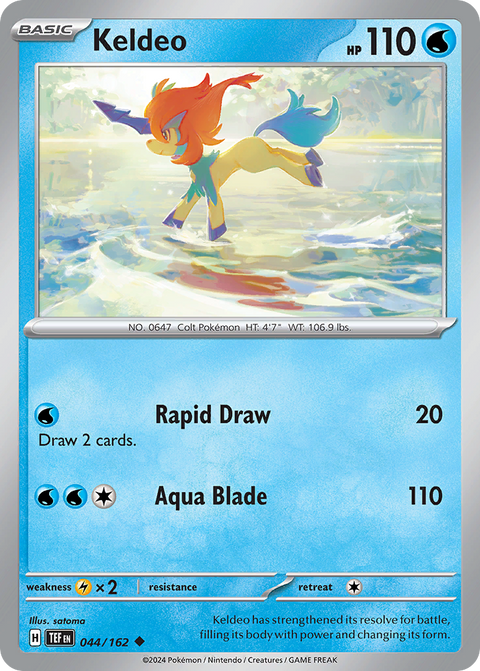 Keldeo 44 Temporal Forces Pokémon card