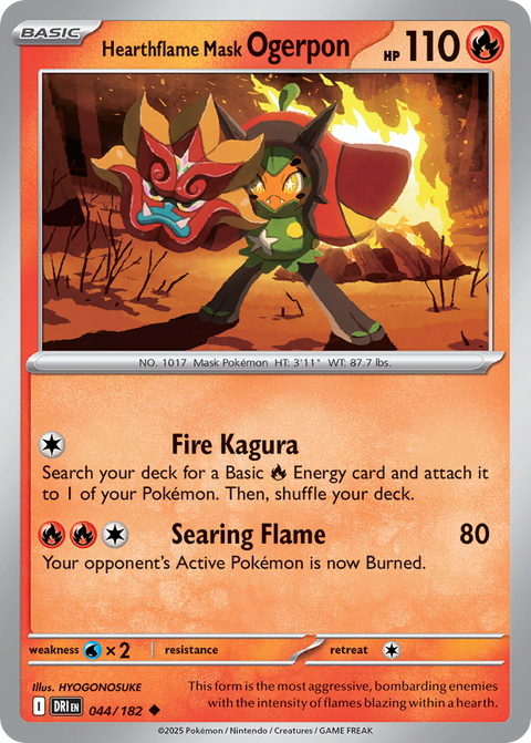 Hearthflame Mask Ogerpon 44 Destined Rivals Pokémon card
