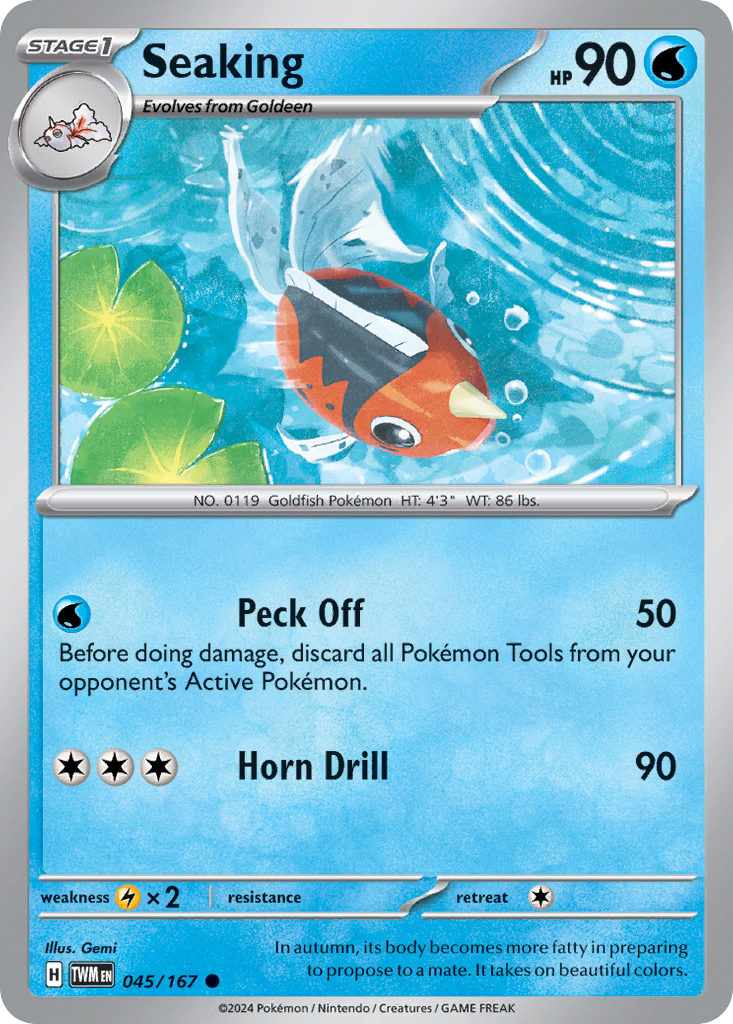 Seaking 45 Twilight Masquerade Pokémon card