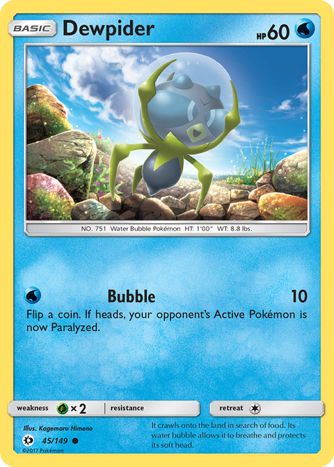 Dewpider 45 Sun & Moon Pokémon card