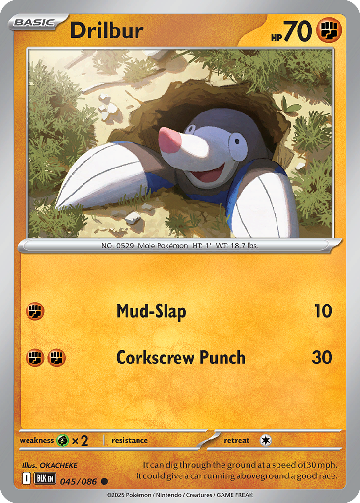 Drilbur 45 Black Bolt Pokémon card