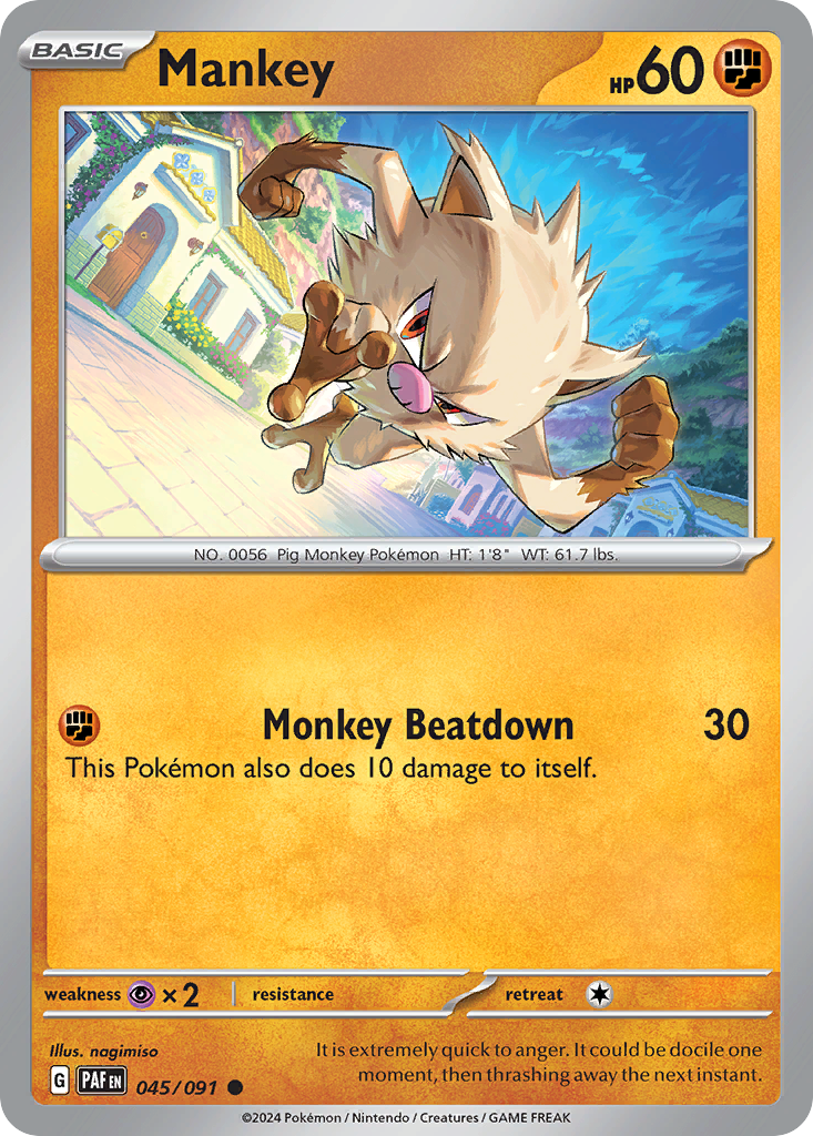 Mankey 45 Paldean Fates Pokémon card