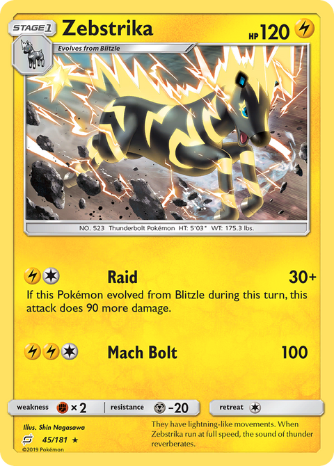 Zebstrika 45 Team Up Pokémon card