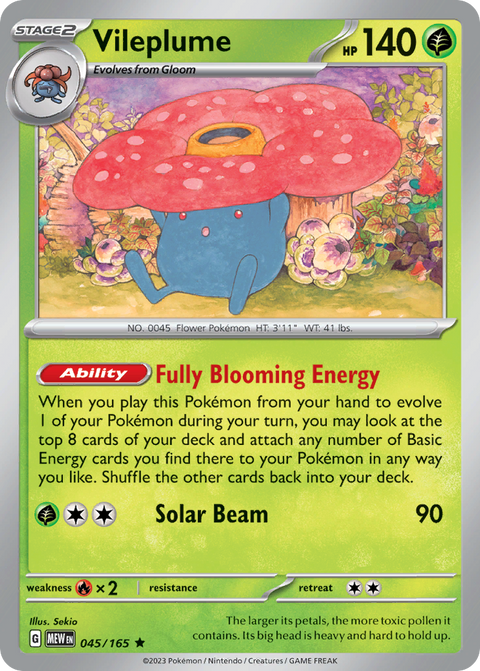 Vileplume 45 151 Pokémon card