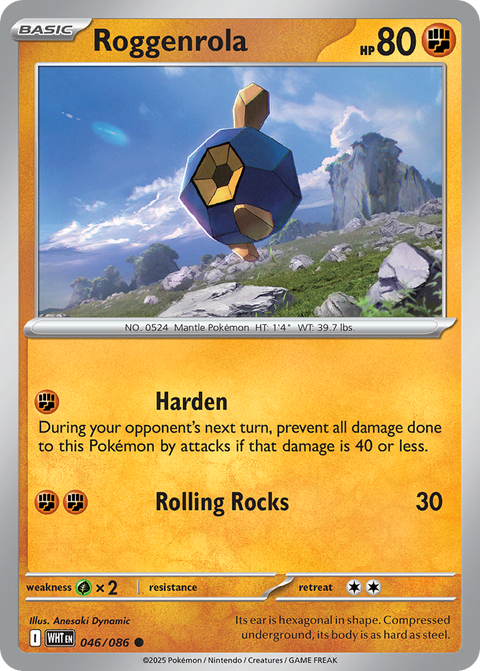 Roggenrola 46 White Flare Pokémon card