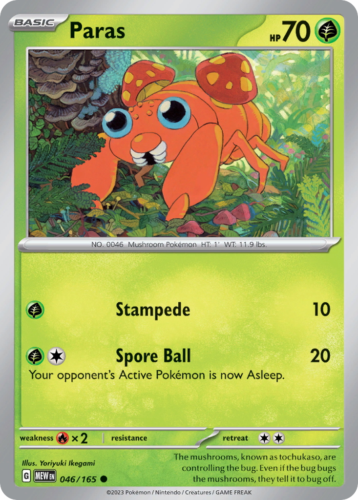 Paras 46 151 Pokémon card