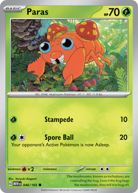 Paras 46 151 Pokémon card