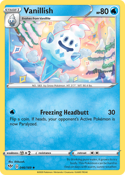 Vanillish 46 Darkness Ablaze Pokémon card