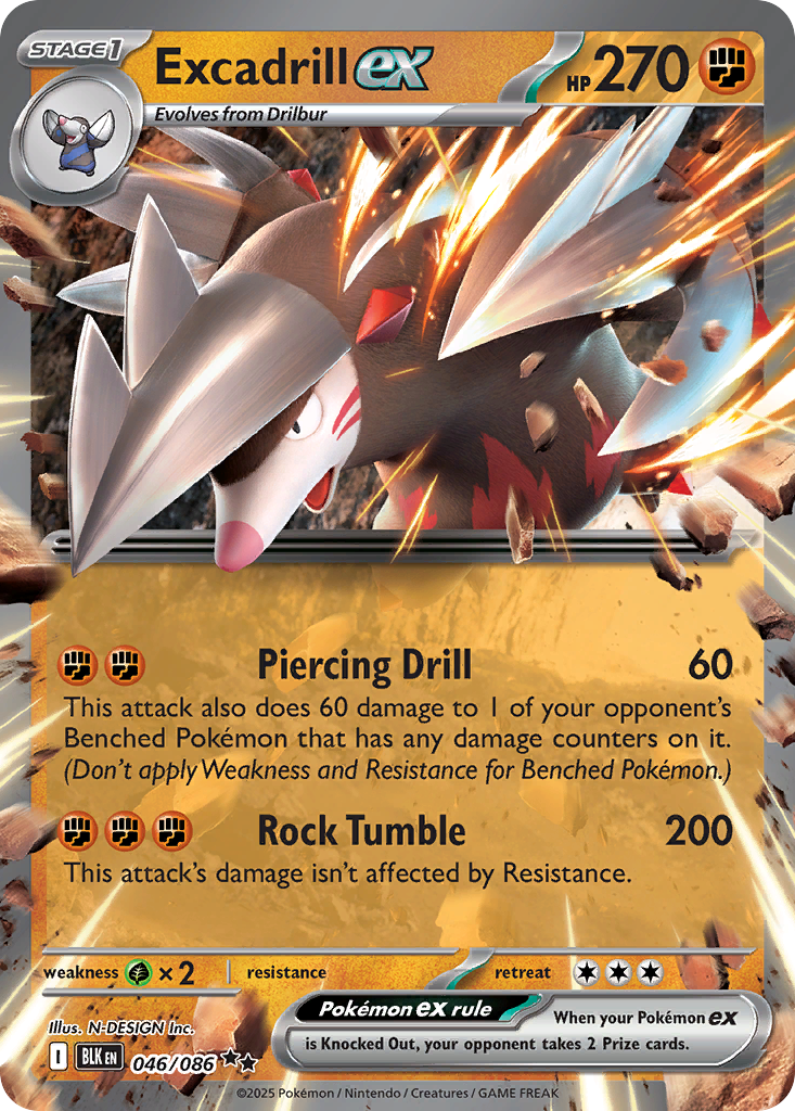 Excadrill ex 46 Black Bolt Pokémon card