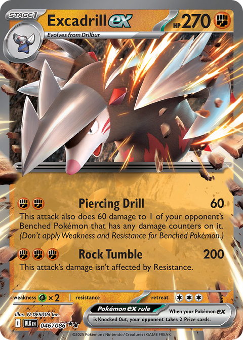 Excadrill ex 46 Black Bolt Pokémon card