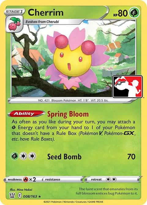 Cherrim - 008/172 - Prize Pack Series Two — Play! Pokémon stamped prize pack card