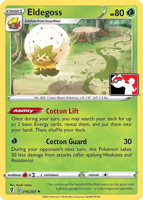 Eldegoss - 016/203 - Prize Pack Series One — Play! Pokémon stamped prize pack card
