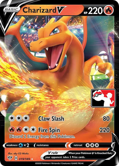 Charizard V - 019/192 - Prize Pack Series One — Play! Pokémon stamped prize pack card
