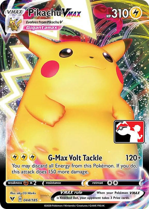 Pikachu VMAX - 044/185 - Prize Pack Series One — Play! Pokémon stamped prize pack card