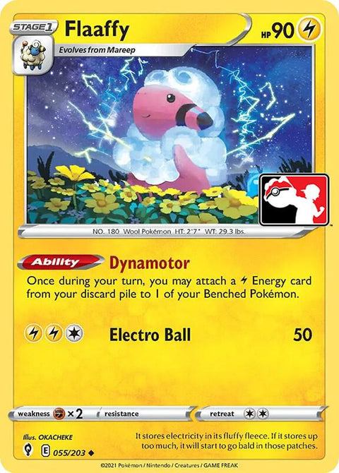 Flaaffy - 055/203 - Prize Pack Series Two — Play! Pokémon stamped prize pack card