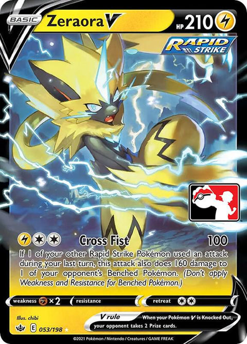 Zeraora V - 053/198 - Prize Pack Series One — Play! Pokémon stamped prize pack card